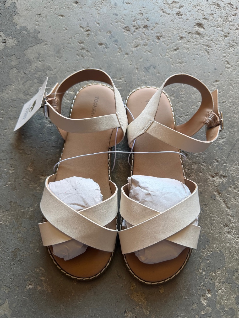 “New” Tucker&Tate Cream Cross-Strap Ankle-Strap Sandals size3
